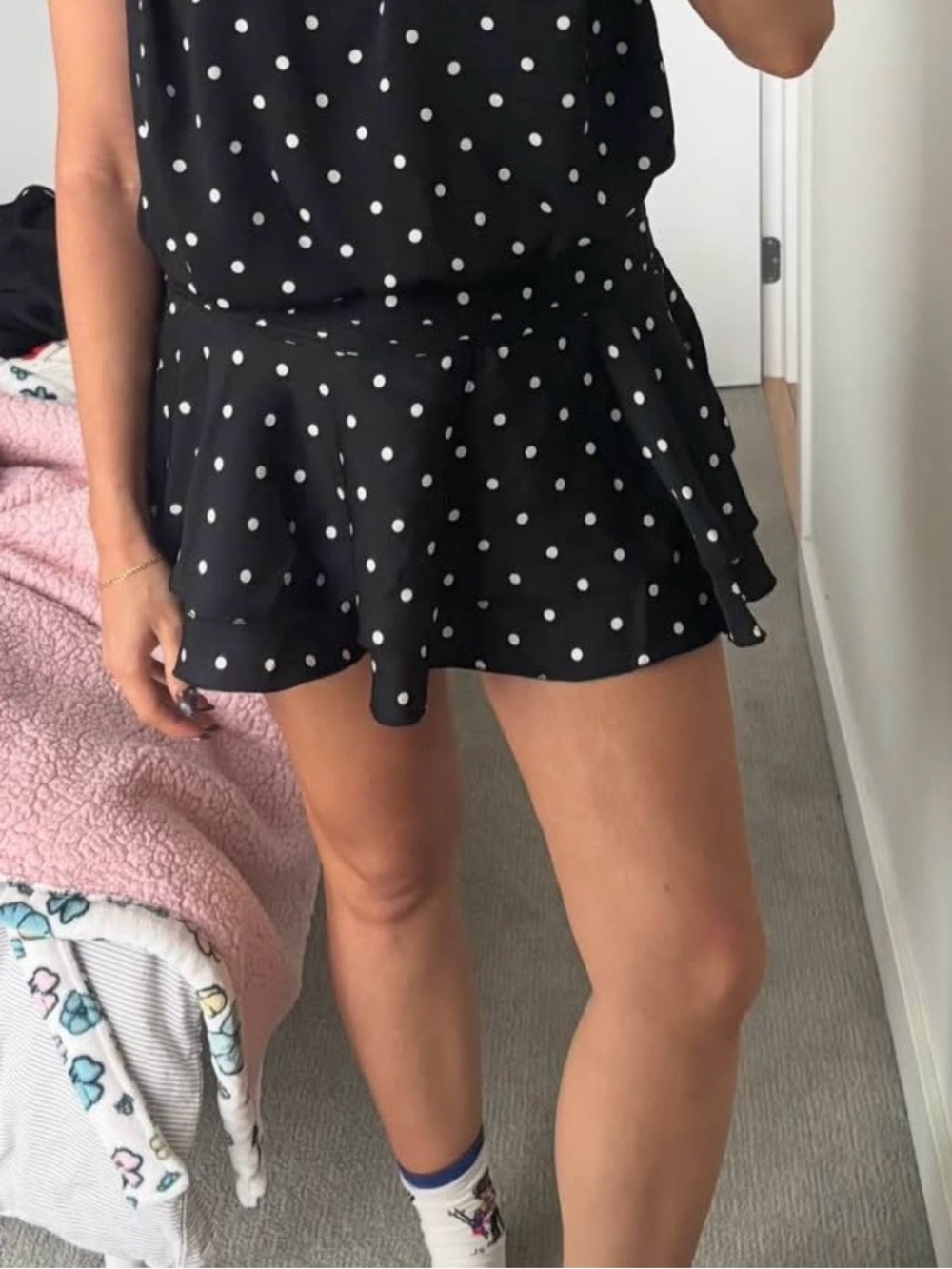 Polka Dot Black Skirt - Classic Flared Mini ruffle - H&M